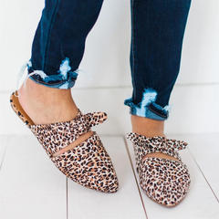 Women Slippers Leopard Butterfly Knot Shoes Platform Flat Sole Beach Mules Ladies Slides Party Sandals Zapatos De Mujer 7189w