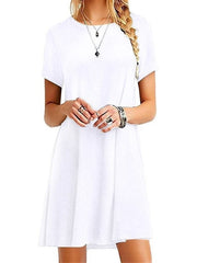 2019 new fashion women's dress casual round neck short sleeves loose large Women dress belly fit casual woman estidos