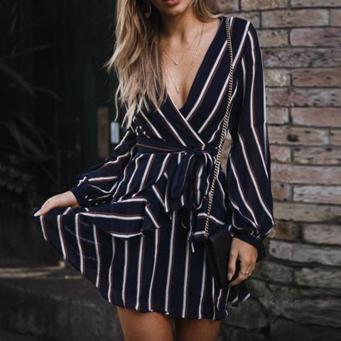 Summer Chiffon Dress 2019 Boho Style Beach Dress Fashion Short Sleeve V-neck Polka Dot A-line Party Dresses Sundress Vestidos