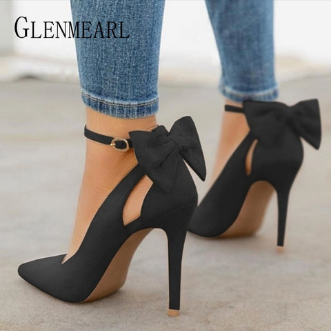 MCCKLE Plus Size Female Ankle Strap High Heels Flock Gladiator Shoes Thick Heel Fashion Women Party Wedding Pumps Drop Shipping