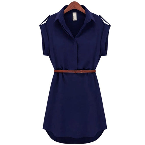 High Quality 2019 New Fashion Summer Vestido Women's Short-sleeved Chiffon Stretch OL Casual Office Strap Slim Mini Dress
