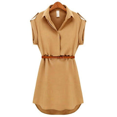 High Quality 2019 New Fashion Summer Vestido Women's Short-sleeved Chiffon Stretch OL Casual Office Strap Slim Mini Dress
