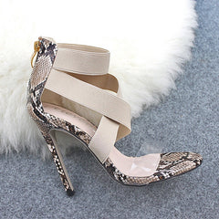 Fashion Heels Women Shoes Jelly Transparent Shoes Woman Pumps High Heels Female Shoes Sexy Sandals Cross-tied Party Shoes 35-43